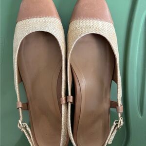 Vionic Petaluma - Beige and Tan Slingback Flats - Size 9.5 Wide